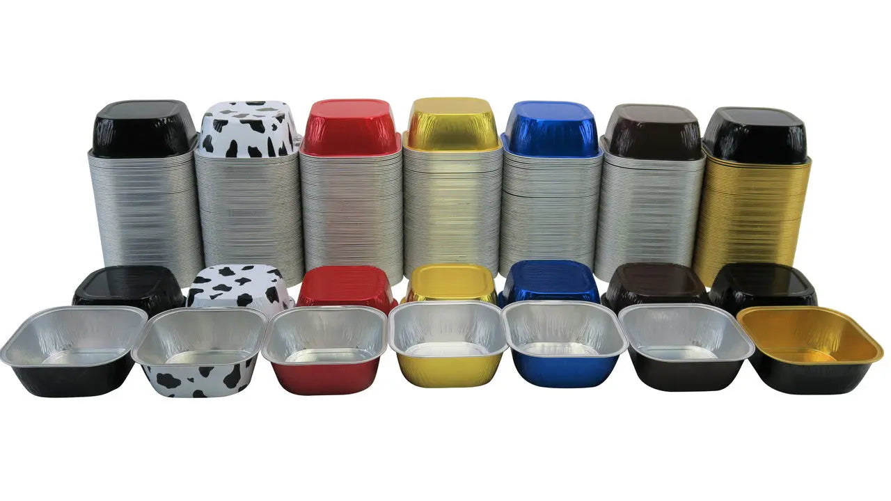 4" Square Colored Aluminum Foil Dessert Pans-  Case of 1000- #A6NL KitchenDance
