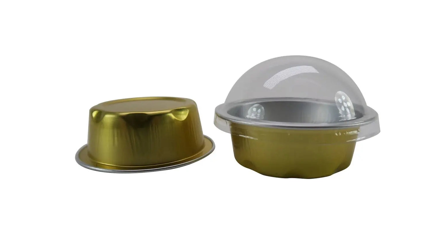 2 oz. Disposable Aluminum Colored Foil Cups with Lids Case of 2000- #A3P KitchenDance