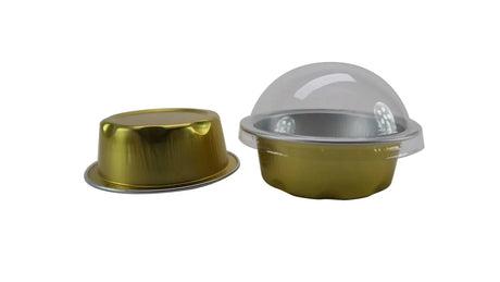 2 oz. Disposable Aluminum Colored Foil Cups with Lids Case of 2000- #A3P KitchenDance