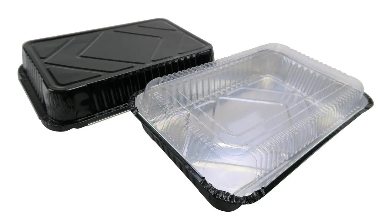 4 ½ lb. Colored Disposable Food Pan w/ Plastic Lid - Case of 200  #52180P KitchenDance