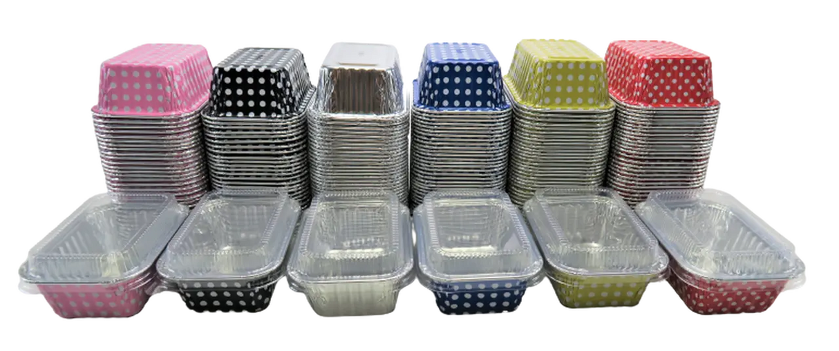 6  oz. Mini Colored Aluminum Loaf Pan w/ Lid - Case of 2000  #4004P KitchenDance