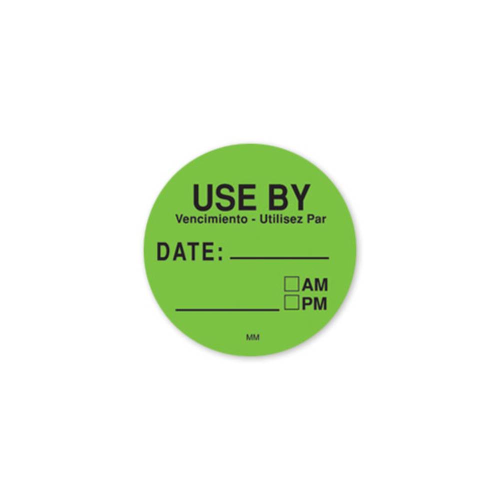 1.5" Use By Removable Green Circle Label - #IT112433
