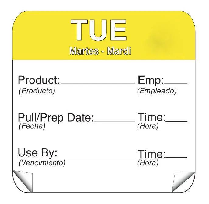 DayMark ToughMark 2 x 2 Day of the Week Shelf Life Labels