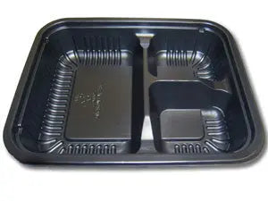 8″ X 6.5″ Black Ribbed PP 3 Compartment Oblong Tray, 24 Oz. - Case 250 D & W Fine pack