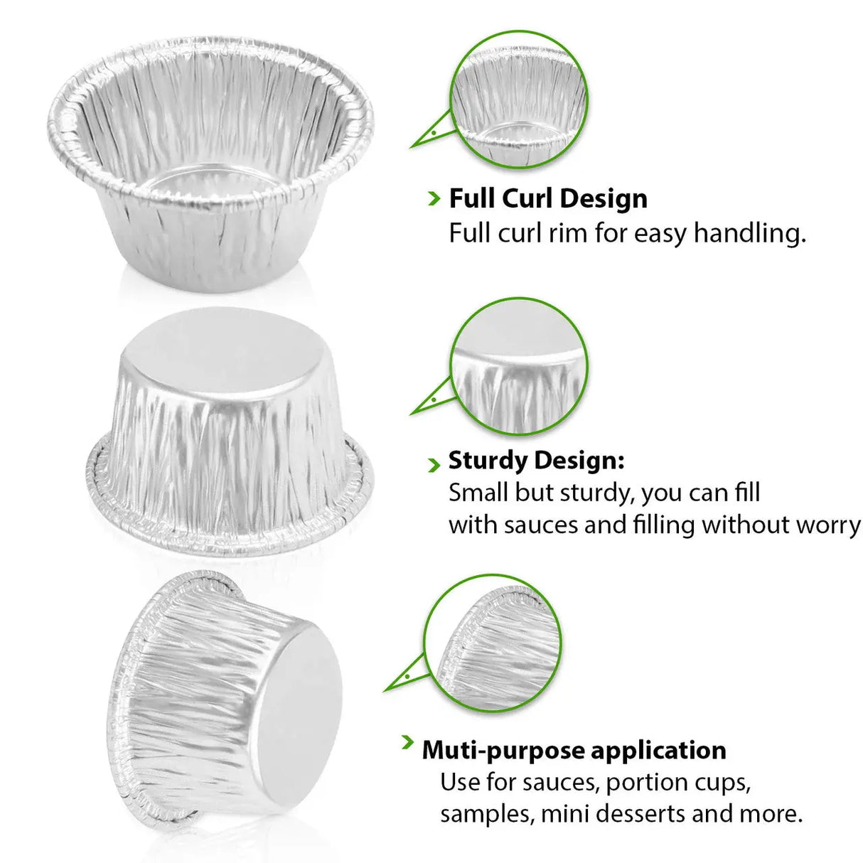 2 oz. Disposable Aluminum Foil Cup - Case of 1000 - #S220 KitchenDance