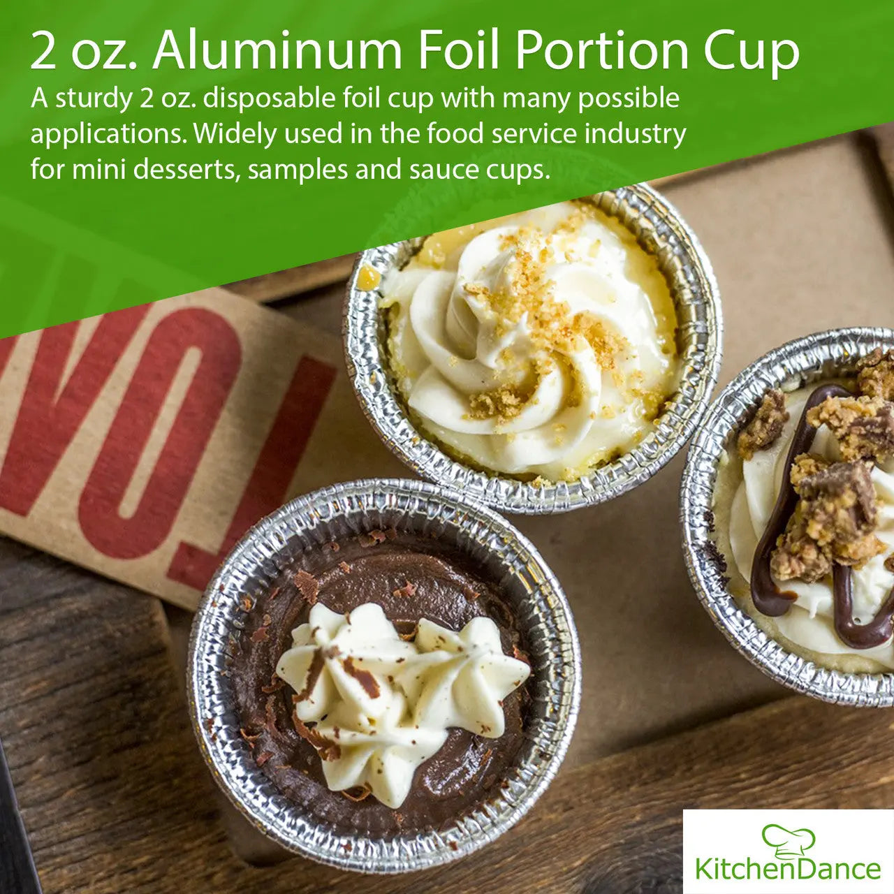 2 oz. Disposable  Aluminum Foil Cup - Case of 1000 - #S220 KitchenDance