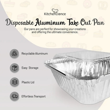 1 lb. Disposable Aluminum Take-out Pan with Plastic Lid  Case of 1000  #220P Handi-Foil