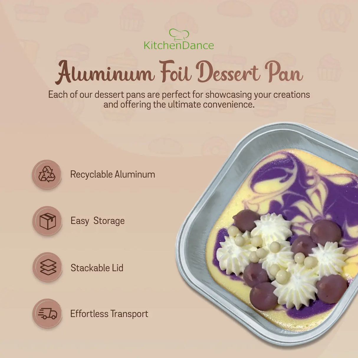 4" Square Colored Aluminum Foil Dessert Pan w/ Lids Case of 1000- #A6P KitchenDance
