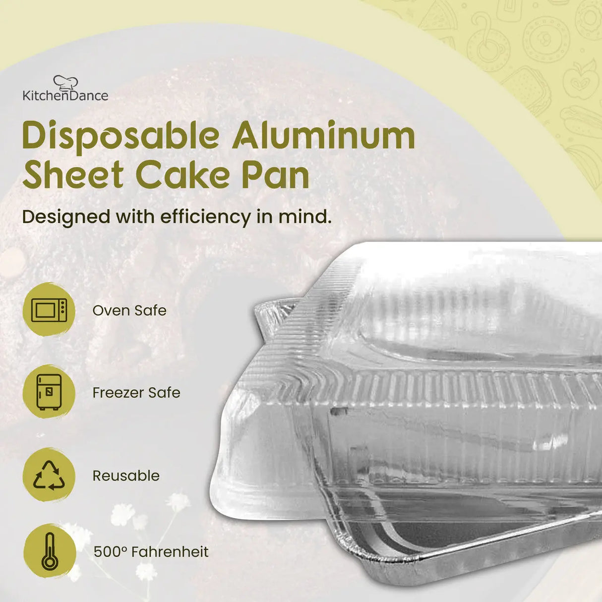 Disposable Aluminum Half Sheet Cake Pan with Plastic Lid  Case of 100 - #7300P Handi-Foil