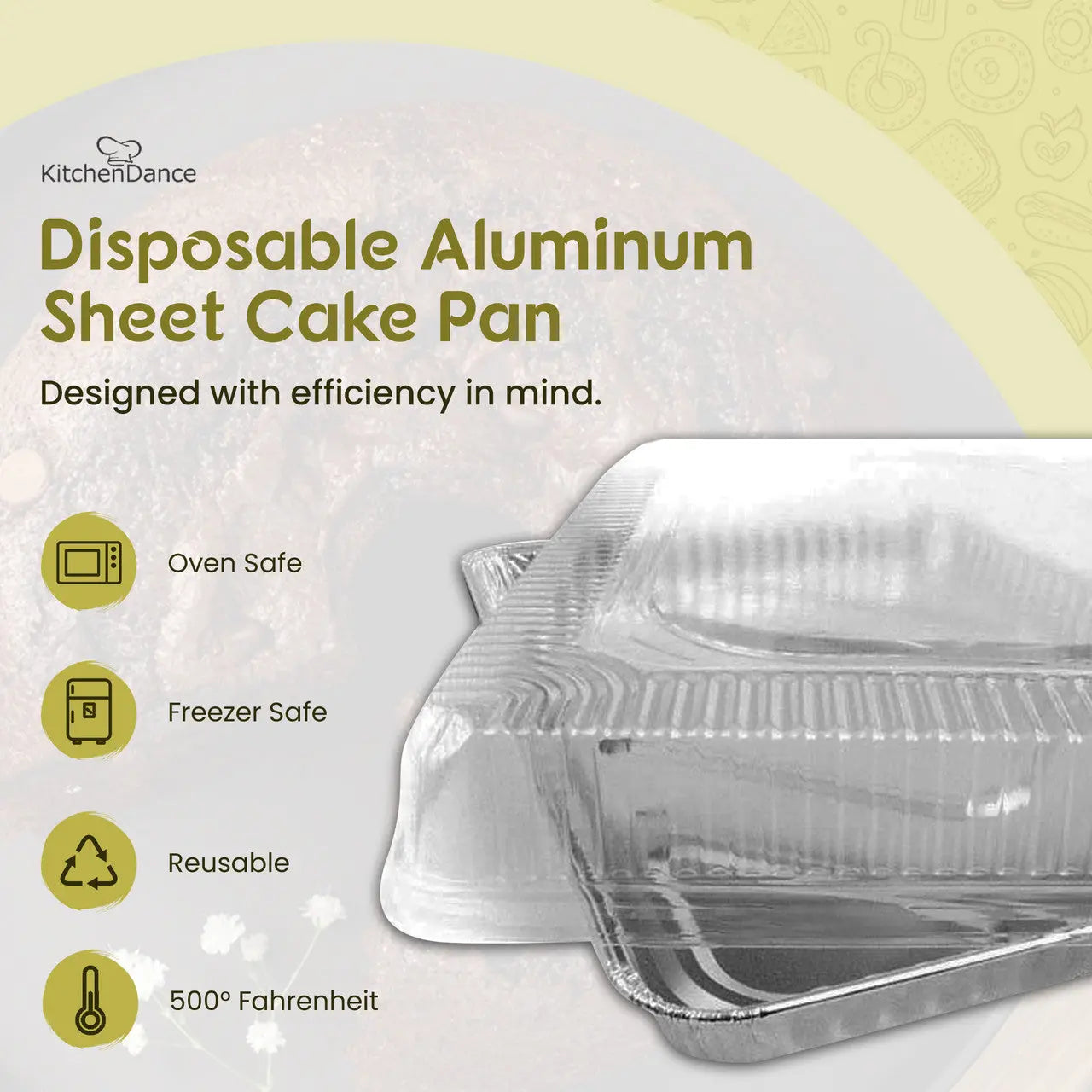 Disposable Aluminum Half Sheet Cake Pan with Plastic Lid  Case of 100 - #7300P Handi-Foil