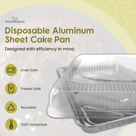 Disposable Aluminum Half Sheet Cake Pan with Plastic Lid  Case of 100 - #7300P Handi-Foil