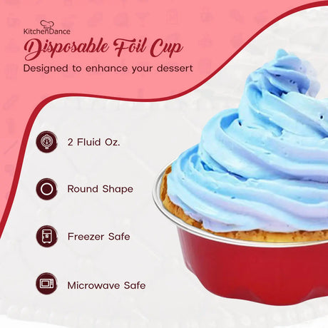 2 oz. Disposable Aluminum Colored Foil Cups -Case of 2000- #A3NL KitchenDance