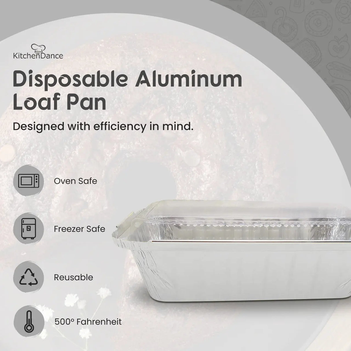 1½ lb. Closable Colored Foil Loaf Pan with Plastic Lid - Case of 1000 - #1650P KitchenDance