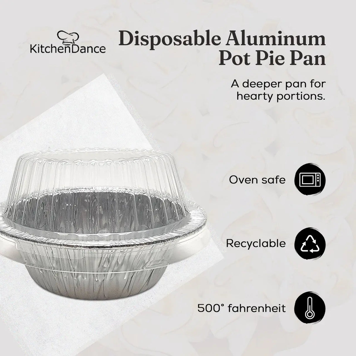 5¾" Disposable Aluminum Pot Pie Pan - Extra Deep -  w/ High Dome Lid - Case of 1000   #2400P Durable Packaging