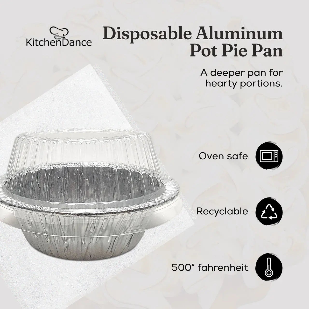 5¾" Disposable Aluminum Pot Pie Pan - Extra Deep -  w/ High Dome Lid - Case of 1000   #2400P Durable Packaging