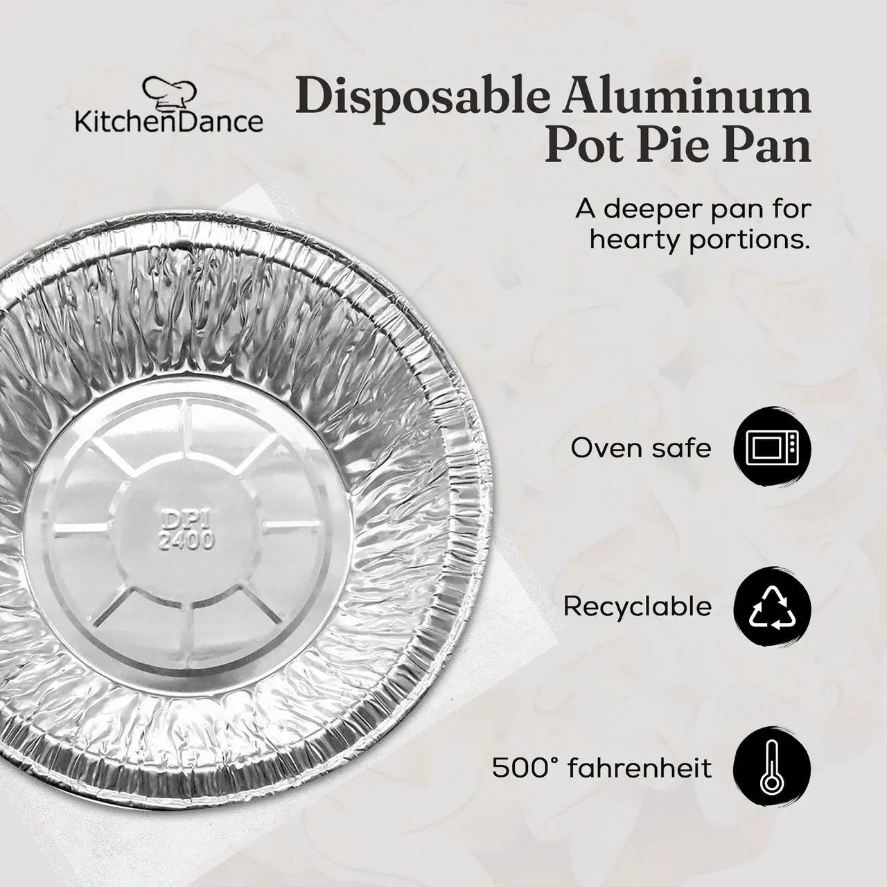5¾" Disposable Aluminum Pot Pie Pan - Extra Deep - Case of 1000 -  #2400 Durable Packaging