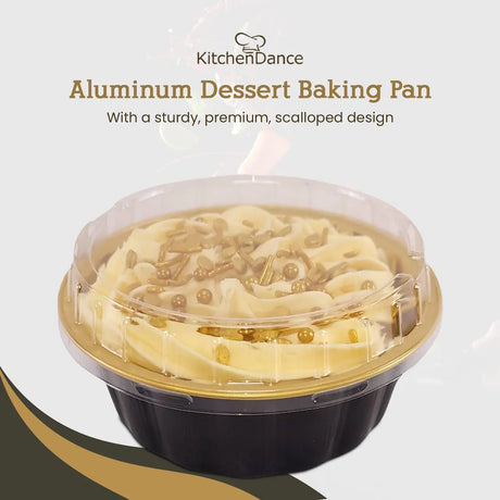 8 oz. Round Colored Disposable Foil Pan with Snap-on Plastic Lid - Case of 1000 - #A8P KitchenDance