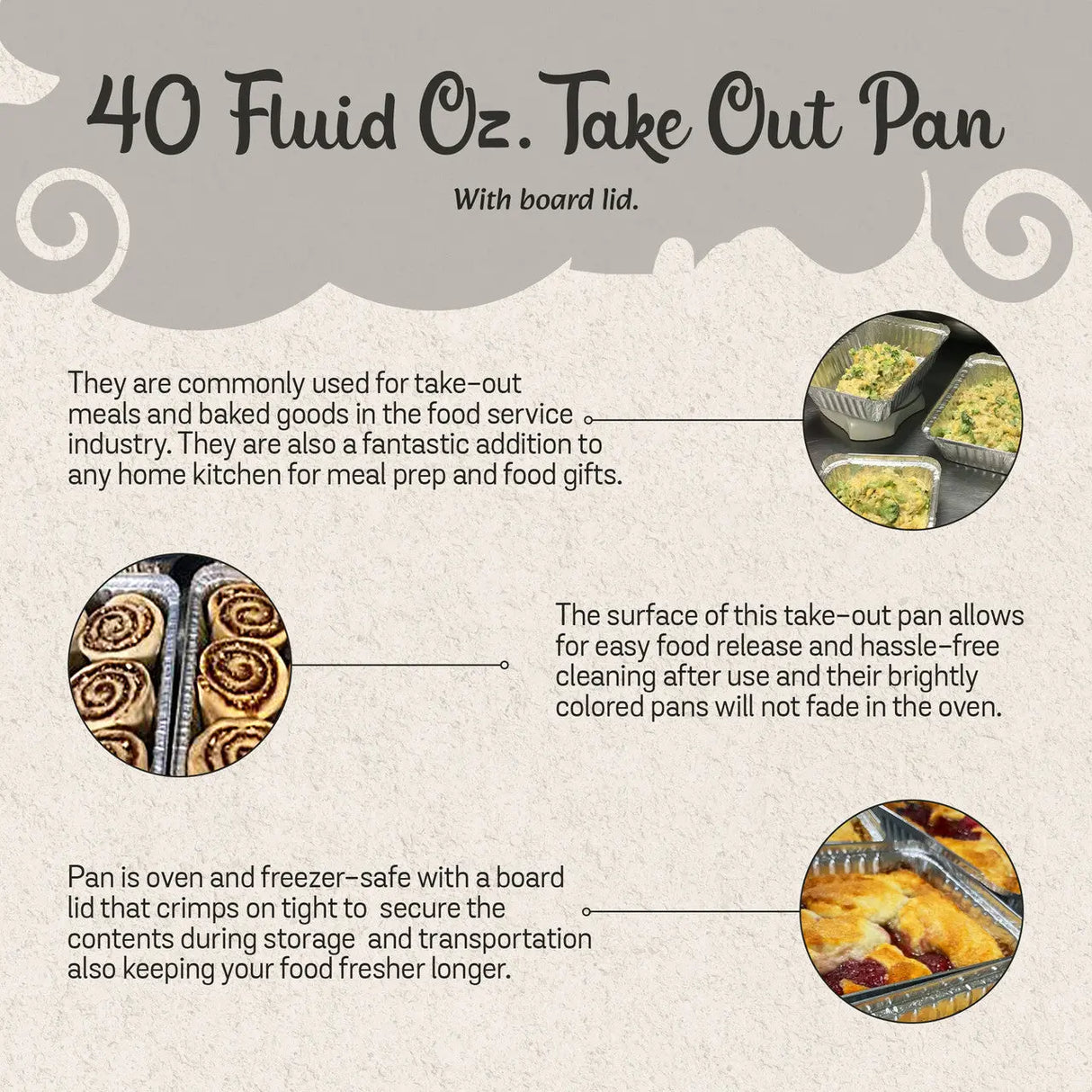 2¼ lb. Heavy Foil Carryout Pan with Board Lid - Case of 500  #6421L KitchenDance