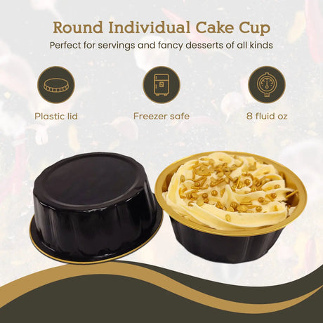 8 oz. Round Colored Disposable Foil Pan with Snap-on Plastic Lid - Case of 1000 - #A8P KitchenDance