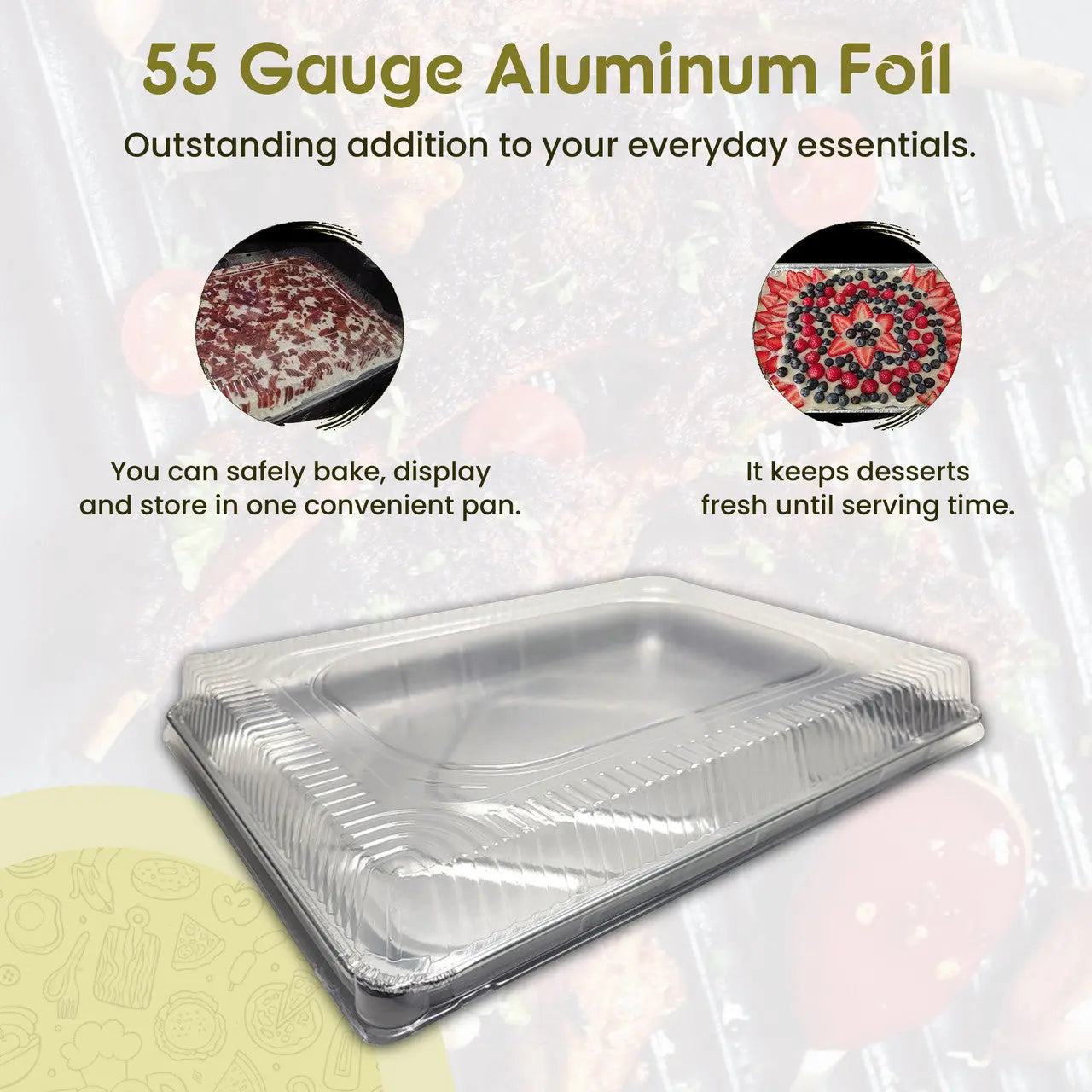 Disposable Aluminum Half Sheet Cake Pan with Plastic Lid  Case of 100 - #7300P Handi-Foil