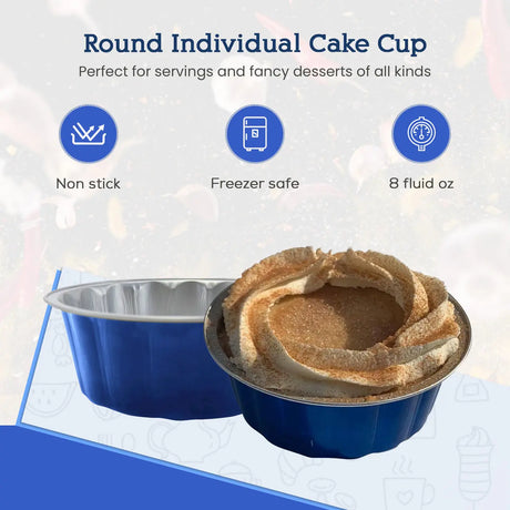 8 oz. Round Disposable Aluminum Foil Colored Dessert Pan - Case of 1000- #A8NL KitchenDance