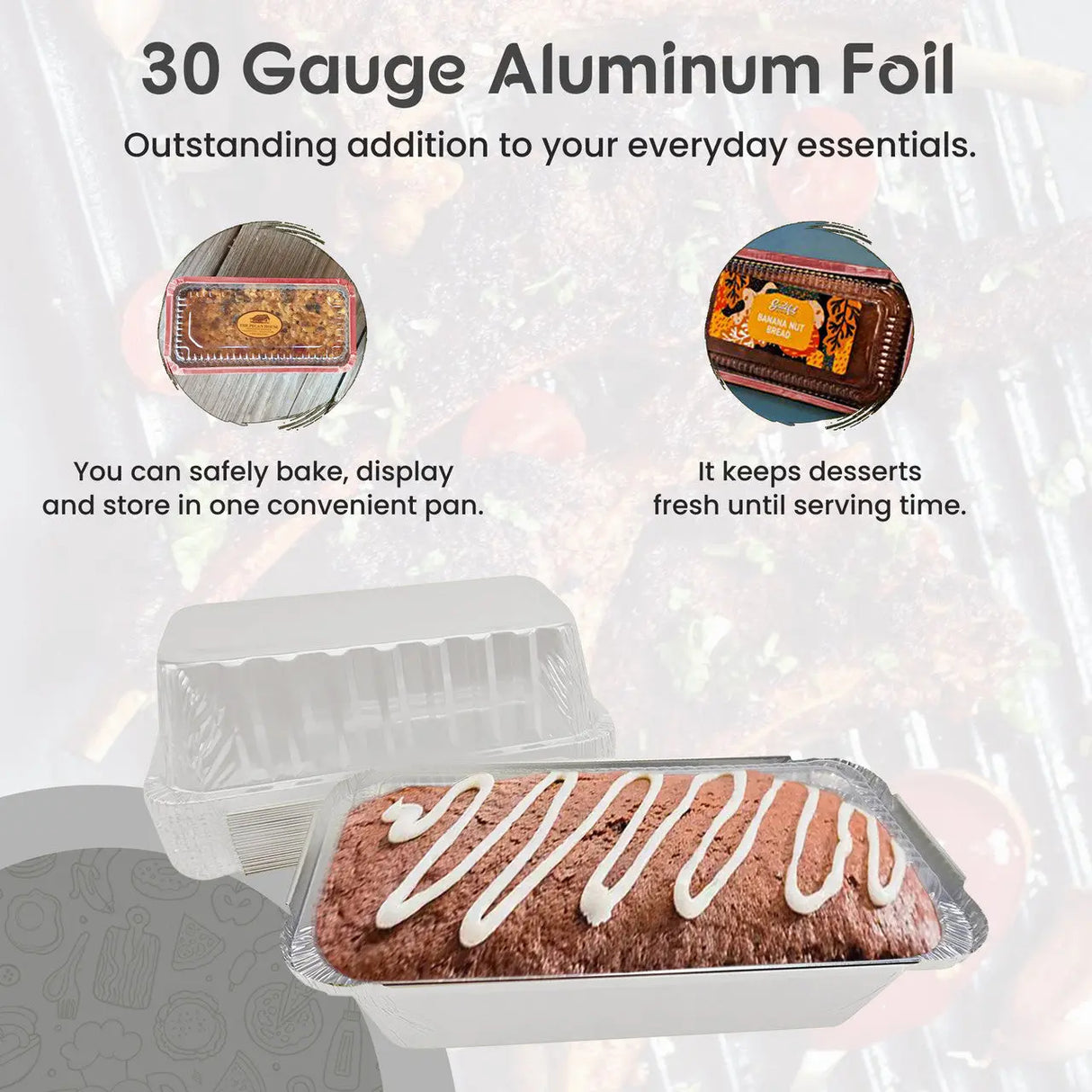 1½ lb. Closable Colored Foil Loaf Pan with Plastic Lid - Case of 1000 - #1650P KitchenDance