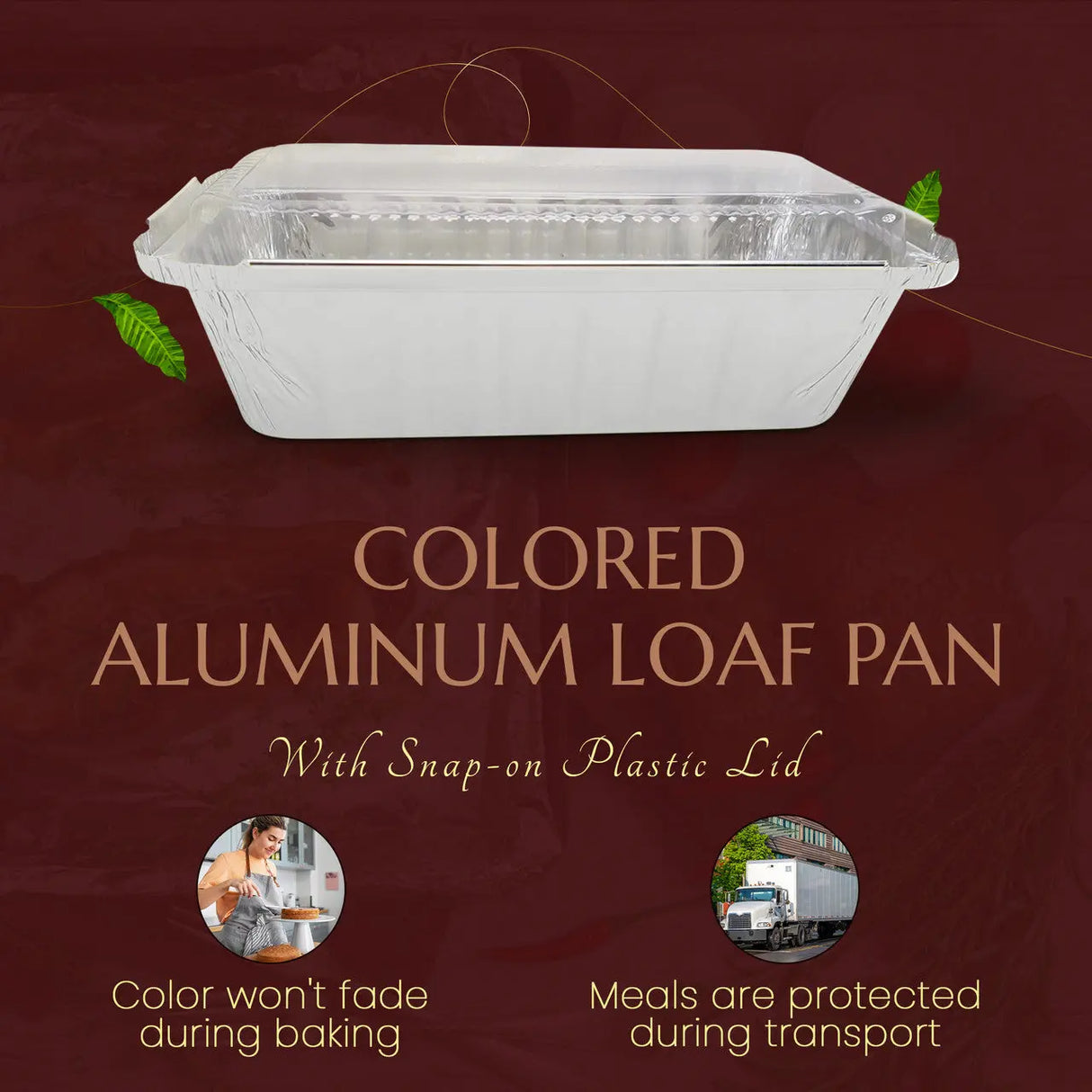 2 lb. Colored  Closable Foil Loaf Pan with Plastic Lid - Case of 1000- #1850P Aikou
