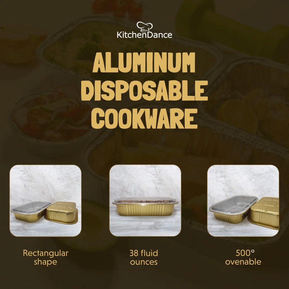 8" x 5" Colored Heavy Aluminum Entrée Pan with Lid - Case of 500 - #A67P KitchenDance