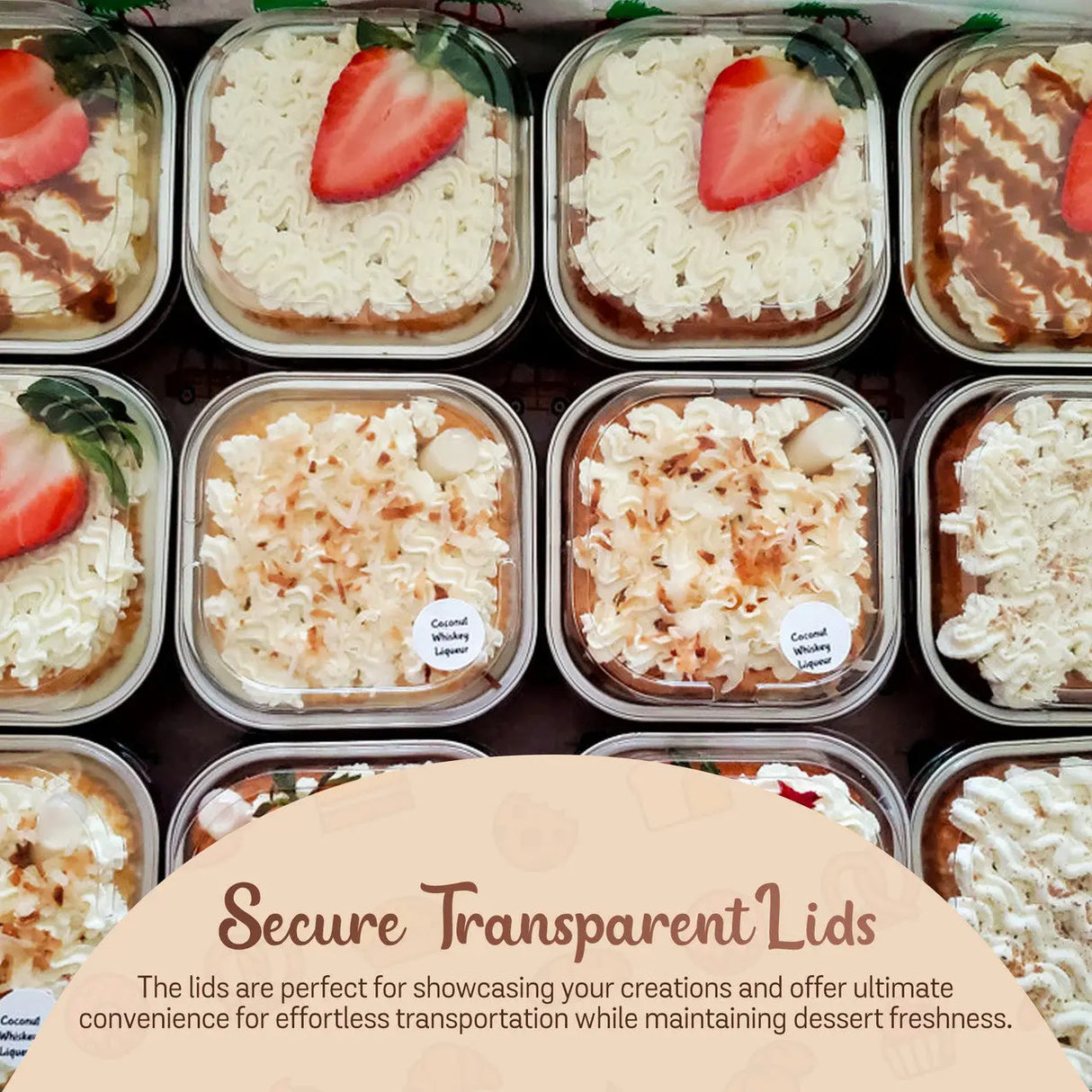 4" Square Colored Aluminum Foil Dessert Pan w/ Lids Case of 1000- #A6P KitchenDance