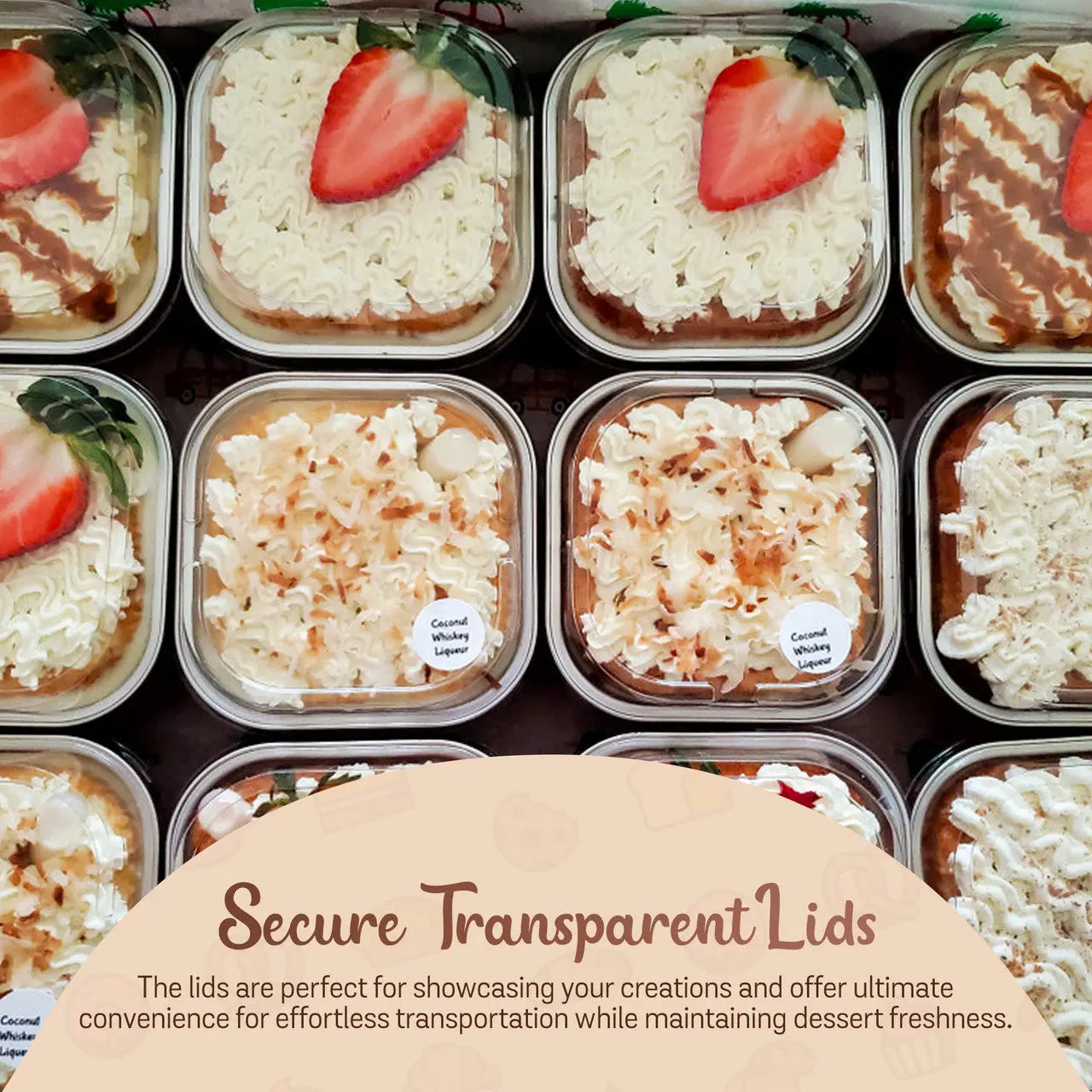 4" Square Colored Aluminum Foil Dessert Pan w/ Lids Case of 1000- #A6P KitchenDance