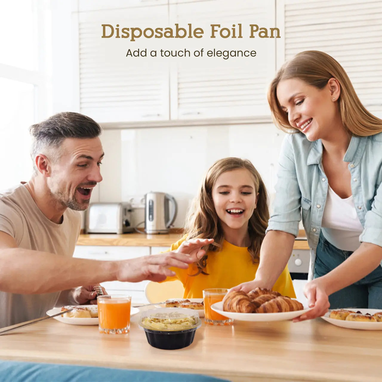 8 oz. Round Colored Disposable Foil Pan with Snap-on Plastic Lid - Case of 1000 - #A8P KitchenDance