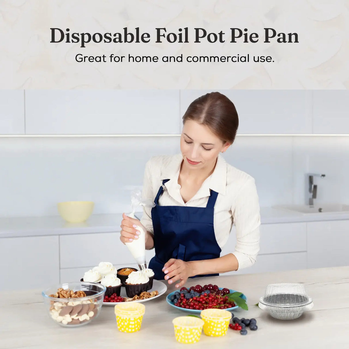 5¾" Disposable Aluminum Pot Pie Pan - Extra Deep -  w/ High Dome Lid - Case of 1000   #2400P Durable Packaging