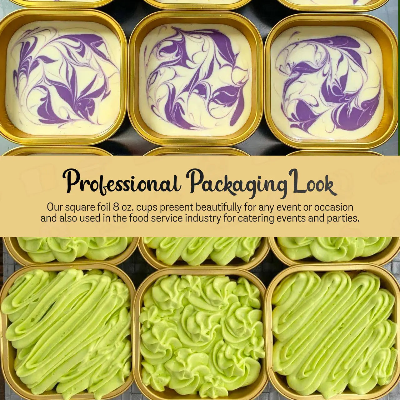 4" Square Colored Aluminum Foil Dessert Pans-  Case of 1000- #A6NL KitchenDance