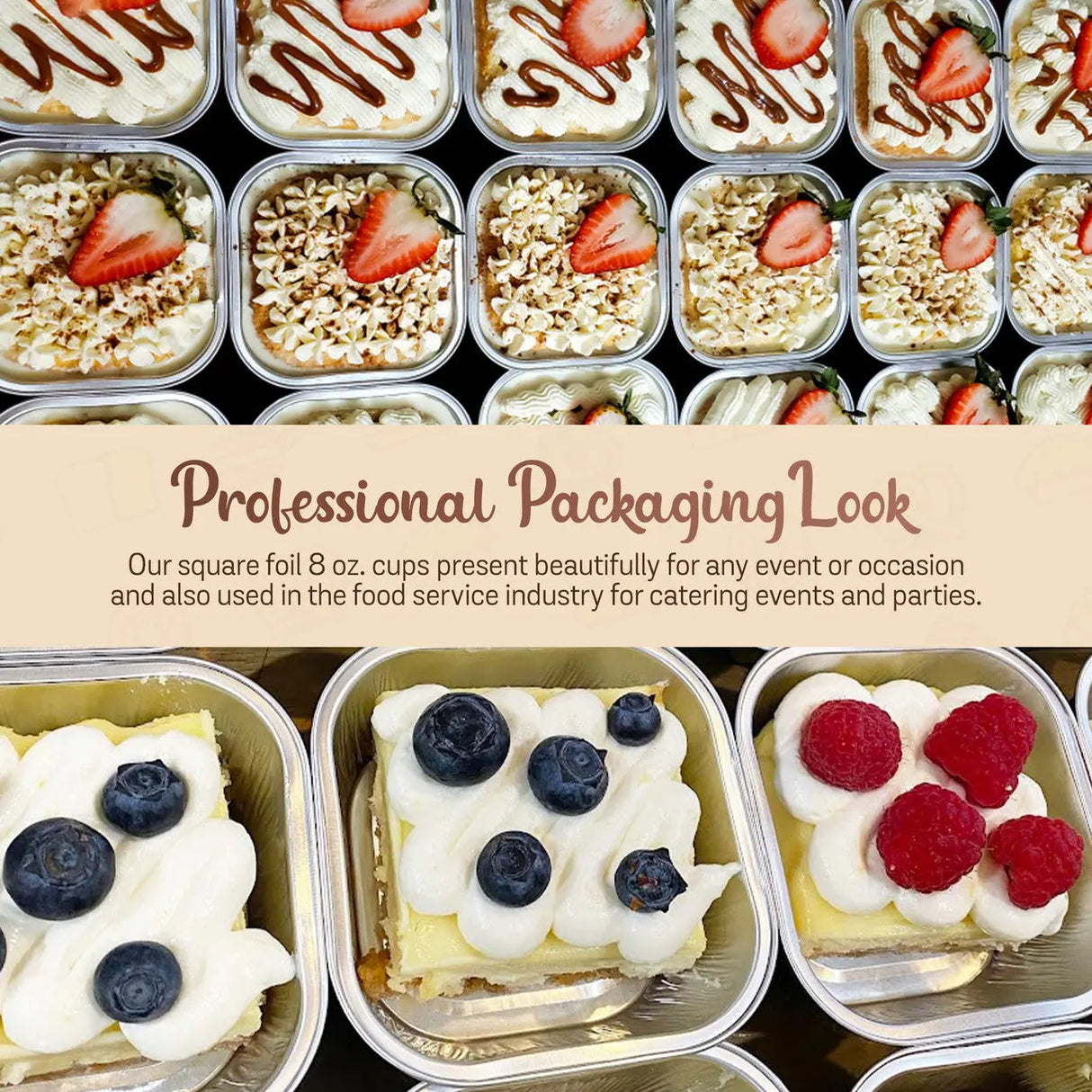 4" Square Colored Aluminum Foil Dessert Pan w/ Lids Case of 1000- #A6P KitchenDance