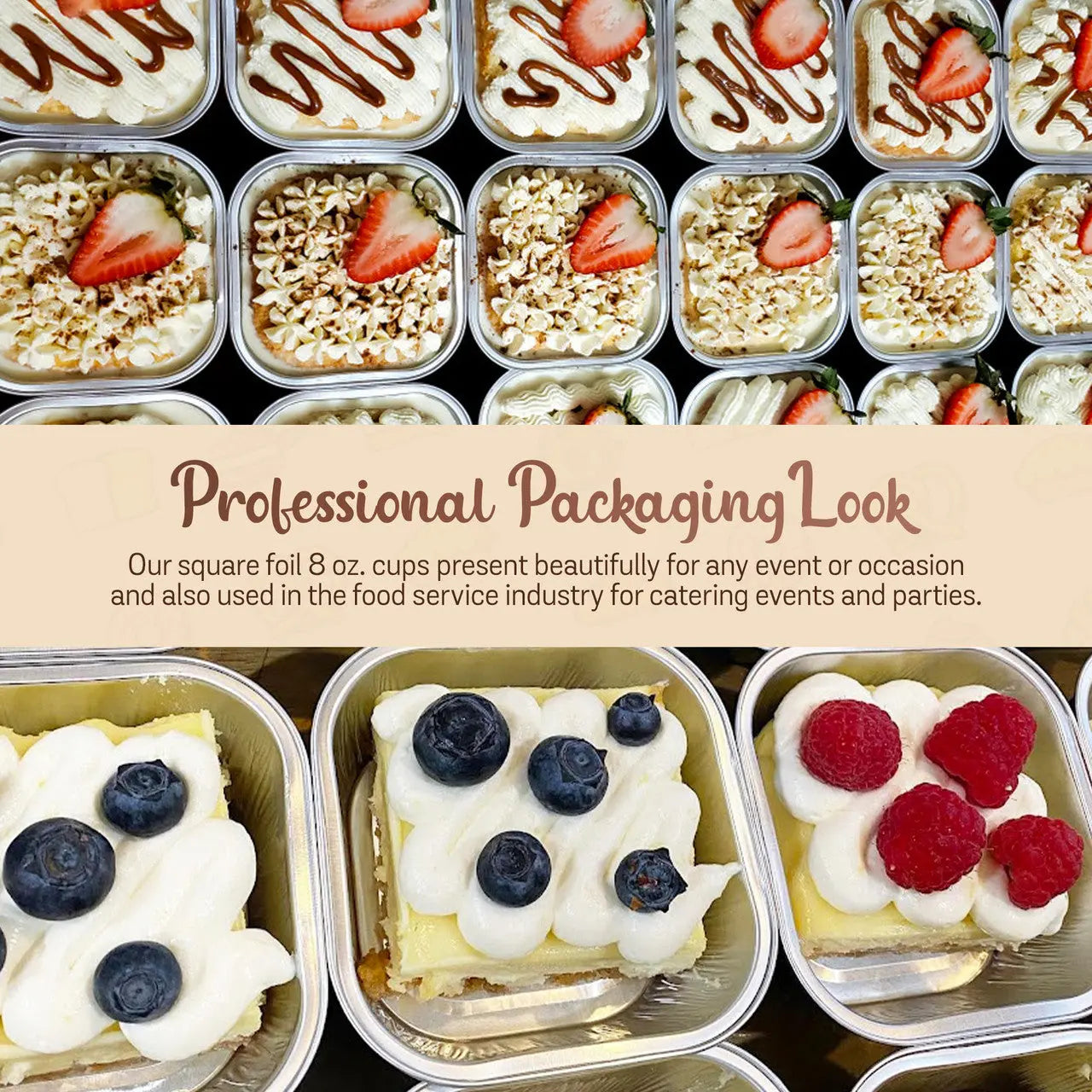 4" Square Colored Aluminum Foil Dessert Pan w/ Lids Case of 1000- #A6P KitchenDance