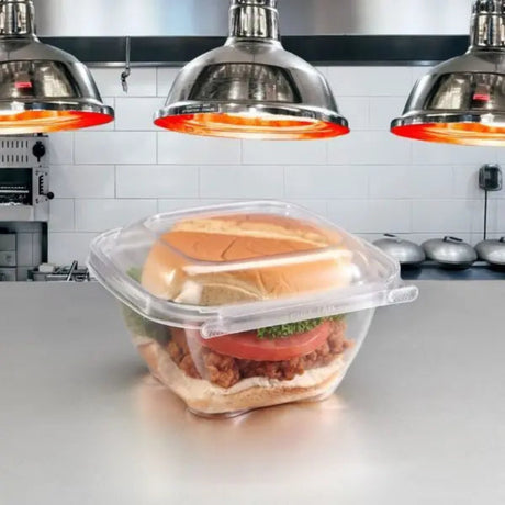 Safe-T-Chef 5 x 5 Tamper evident & tamper resistant microwaveable clamshell, 32 oz. - Case of 224 #C5532D Inline Plastics