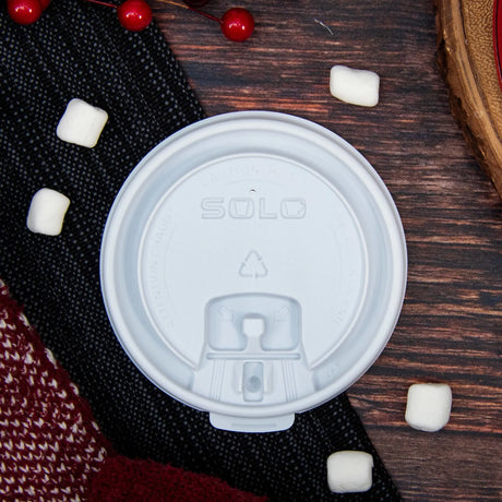 Dart Solo 10-24 oz. White PS Plastic Liftback 'n' Lock Lid - Case of 1000 - #LB3161-00007 Dart Container