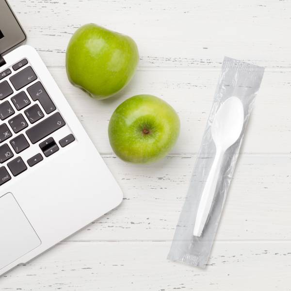 Medium Weight PP Individually Wrapped White Teaspoon - Case of 1000 - #MOW3-0007