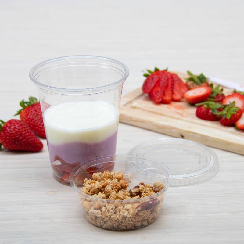 12 oz. Clear PET Plastic Grab 'n' Go Kit Combo with Insert - Case of 1500 - #PF35C1CP