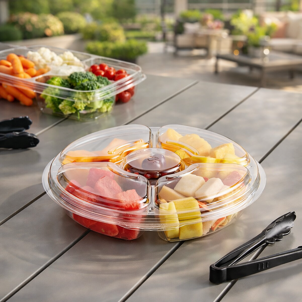 42 oz. Two Piece Party Platter with 5 Compartments - Case of 100 - #PL042C