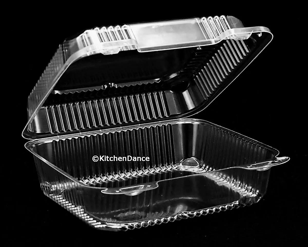 8" Square Plastic Hinged Deli Container - Case of 250  #CPC895 Durable Packaging