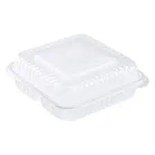 8 x 8 x 3 PP 1 Compartment Clear Hinged Take Out Container - Case of 150 Ecosystems