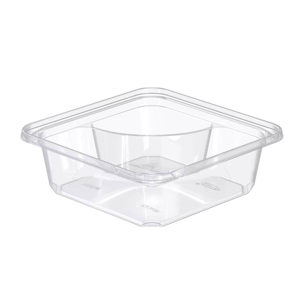 6" Clear PET Plastic 2-Compartment Tamper-Evident/Resistant Container - Case of 300 - #SBTG2