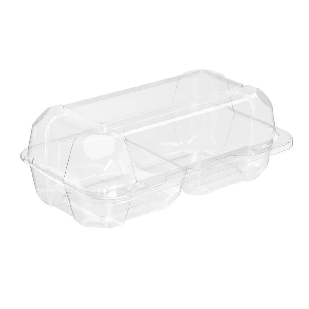 60 oz. Rectangular 2-Compartment Plastic Cookie Container with Barlock - Case of 460 - #SC35C2