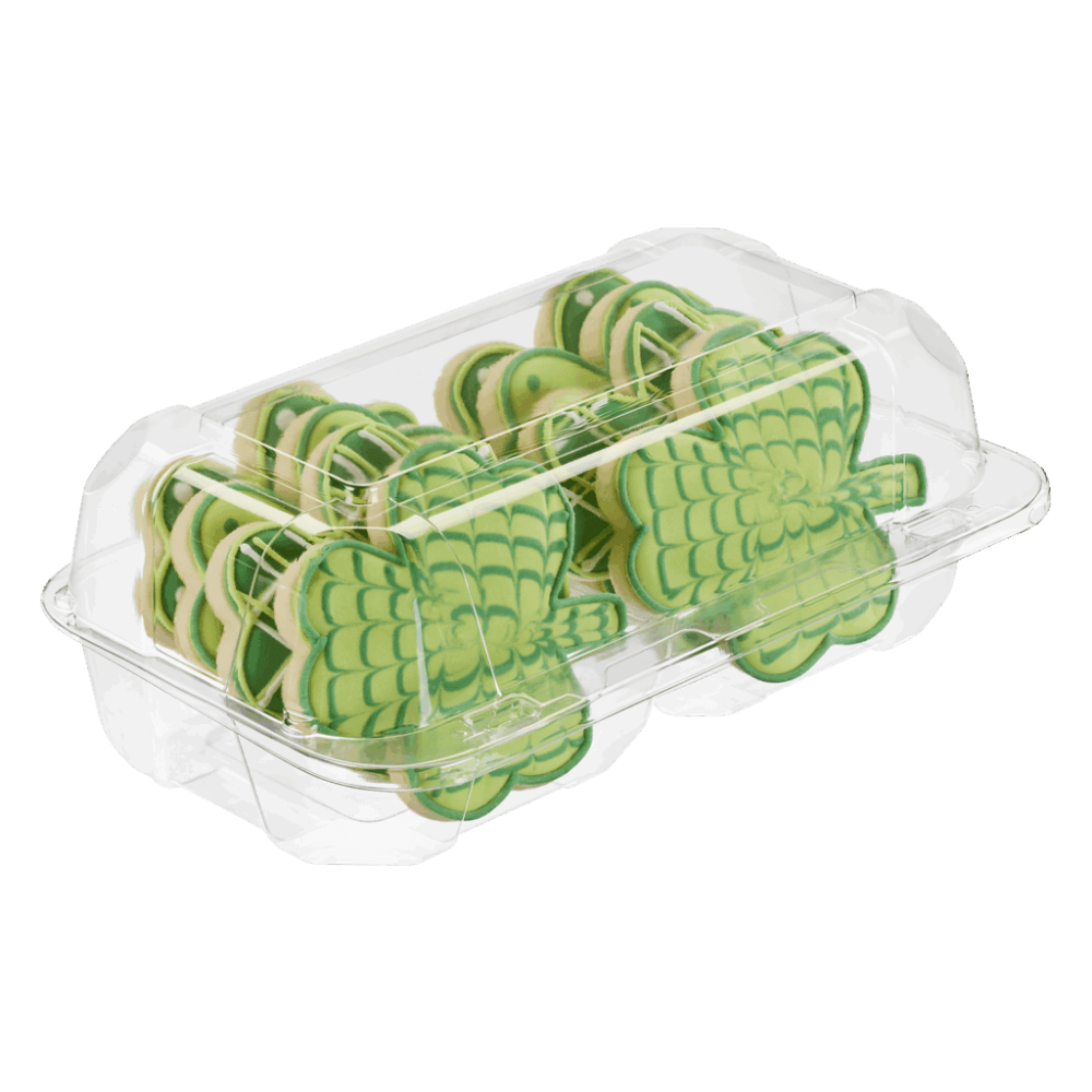 60 oz. Rectangular 2-Compartment Plastic Cookie Container with Barlock - Case of 460 - #SC35C2