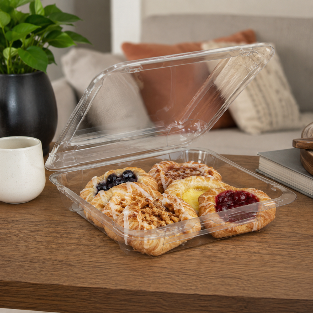 SureChoice 85 oz. Square Plastic Bakery Container - Case of 200 - #SC5110S