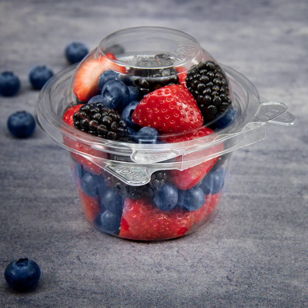 8 oz. PET Plastic Tamper-Evident Clear Snack Cup w/ Dome Lid - Case of 272 - #SC8D
