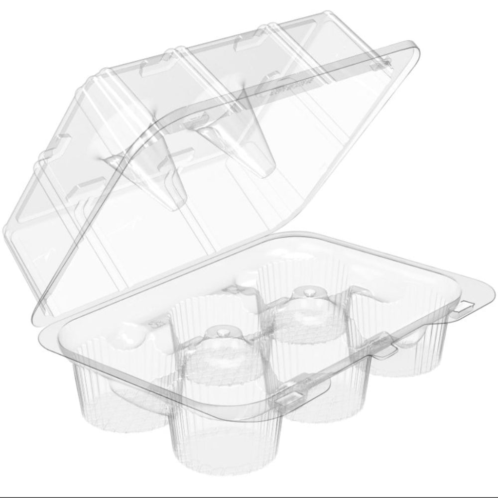 SureLock 6-Count Rectangular Plastic Cupcake Container - Case of 200 - #SLP5600