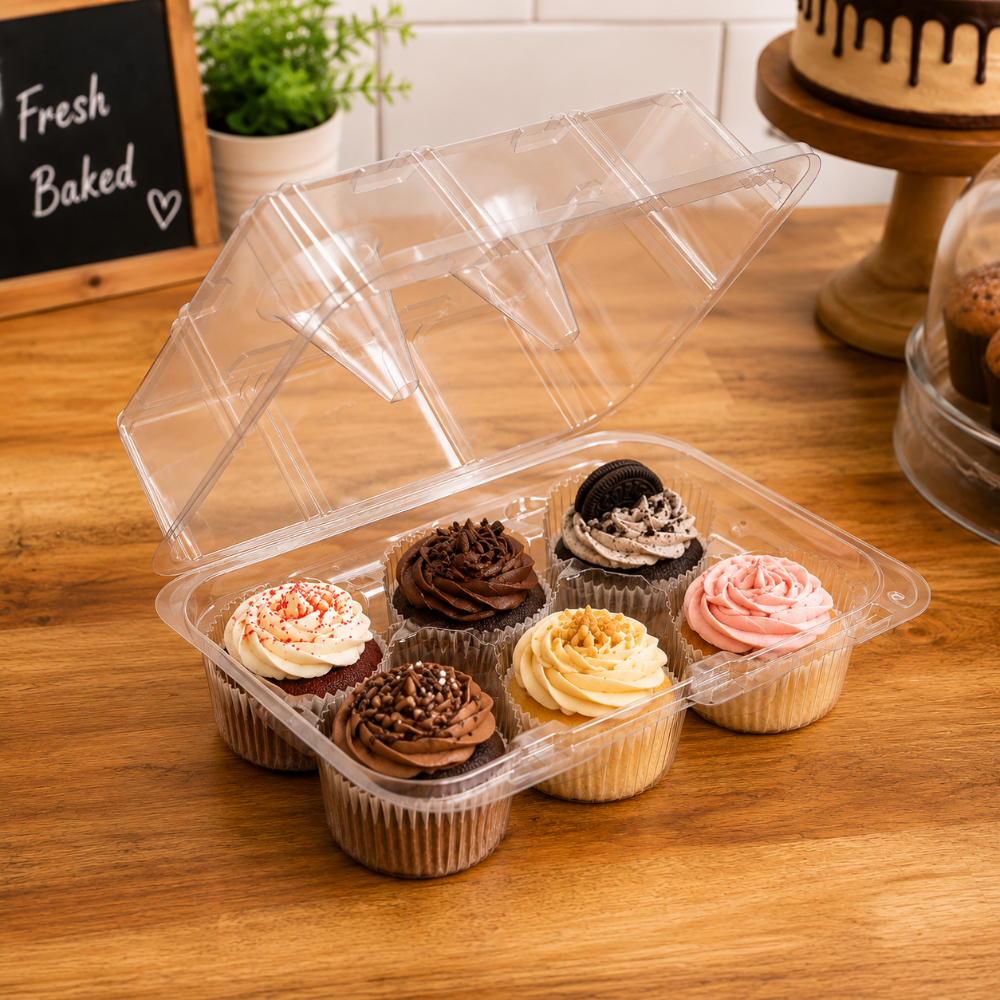 SureLock 6-Count Rectangular Plastic Cupcake Container - Case of 200 - #SLP5600
