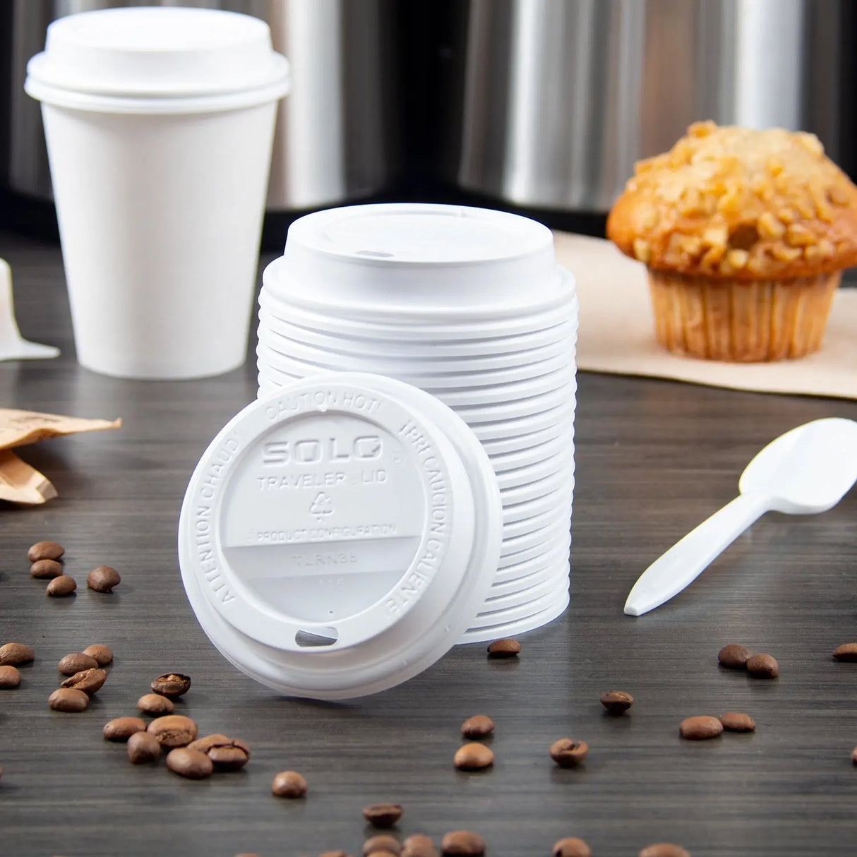 Dart Solo 8 oz. White PS Plastic Traveler® Dome Hot Cup Lid - Case of 1000 - #TL38R2-0007 Dart Container